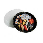 MC - 10" Sushi Tray With Lid Round Party Tray - 50 Sets - Bulk Mart
