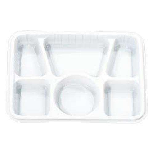 MC - 6 Compartment Serving Tray White Base+Clear Lid Combo - 100/case - Bulk Mart