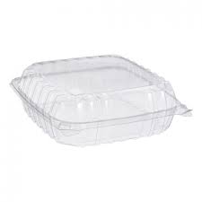 MC - 9" Clear Plastic Hinged Lid Container - 200/Case - Bulk Mart