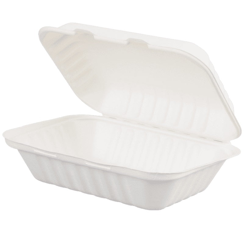 MC - 9" x 6" x 3" Biodegradable Compostable Takeout Container 1 Compartment - 200/Case - Bulk Mart