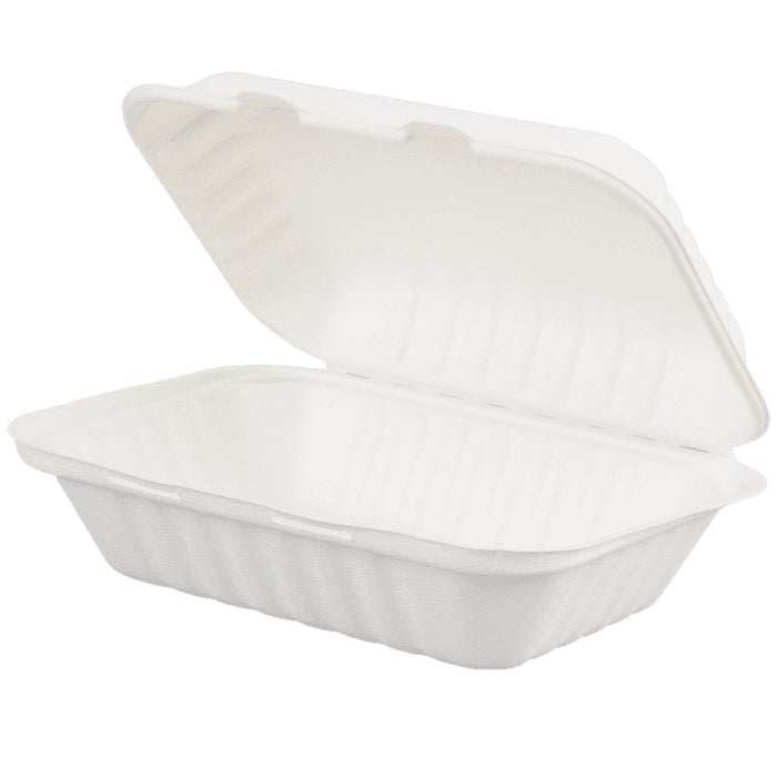 MC - 9" x 6" x 3" Biodegradable Compostable Takeout Container 1 Compartment - 50/Pack - Bulk Mart