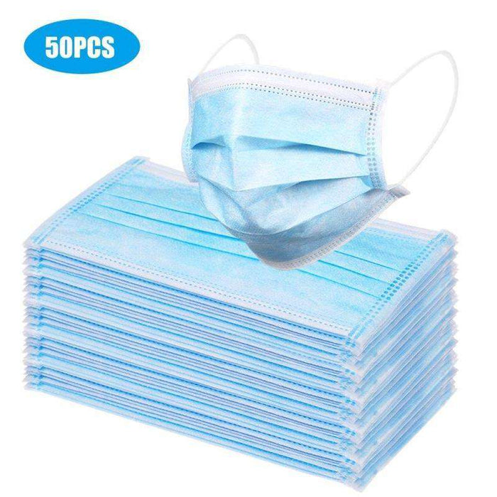 MC - Disposable Face Mask 3 Ply Protective - 50 / Pack - Bulk Mart