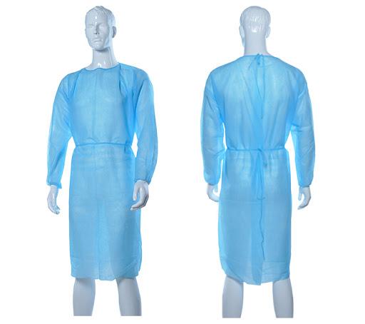 MC - Disposable Isolation Gown 115 x 137cm Blue 25gsm - Each - Bulk Mart