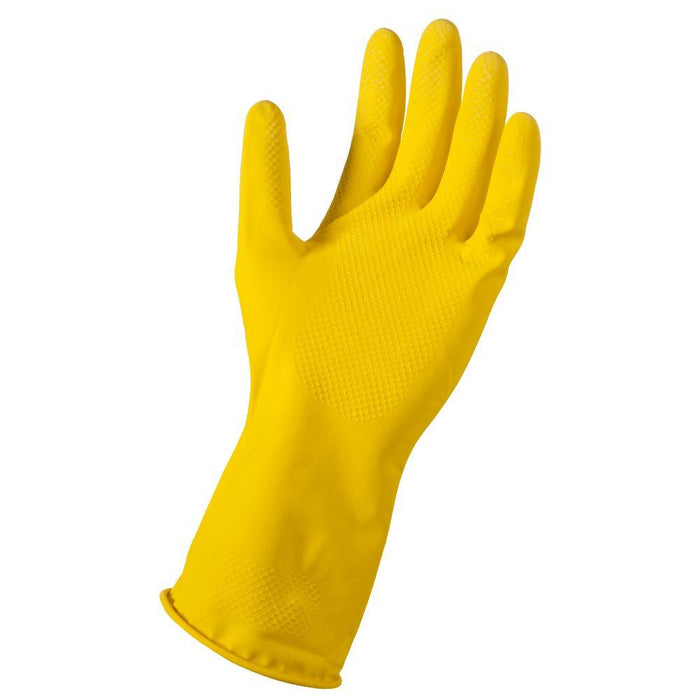 MC - Extra Large Cleaning Gloves Yellow Q-Grip - 12 Pairs