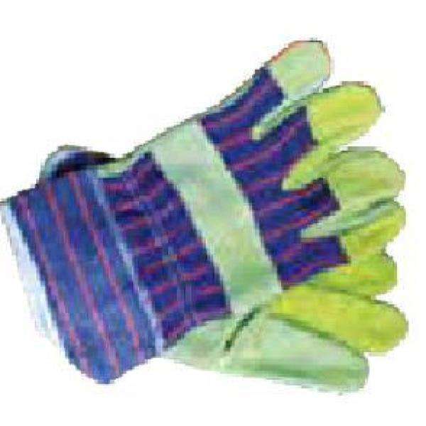 MC - Heavy Duty Leather Work Gloves - Gray/Green - 12 / Pack - Bulk Mart