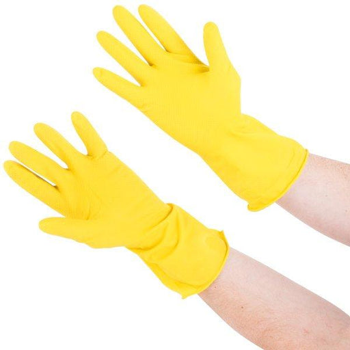 MC - Medium Cleaning Gloves Yellow Q-Grip - 12 Pairs - Bulk Mart