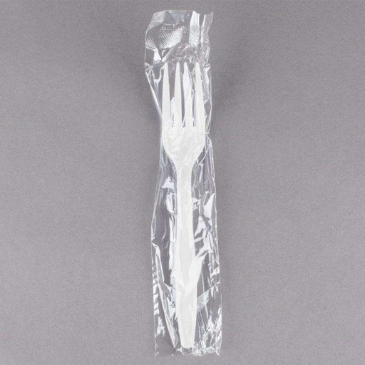 MC - Plastic Fork White Regular Weight Individually Wrapped - 1000/Case - Bulk Mart