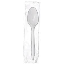 MC - Plastic Teaspoon White Medium Weight Individually Wrapped - 1000/Case - Bulk Mart