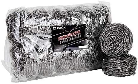 MC - Stainless Steel Scrub Scouring Pad Large 80 G - 12/Pack - Bulk Mart