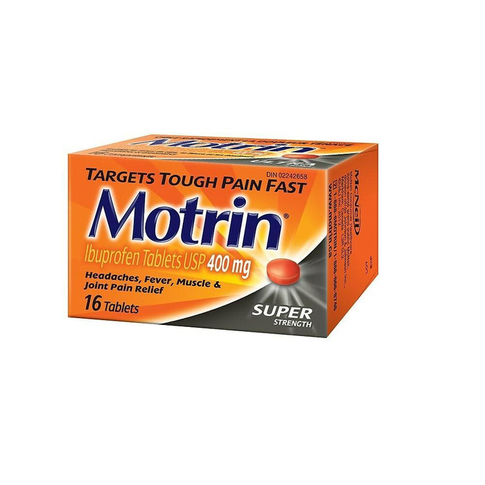 Motrin - Super Strength 400 mg Ibuprofen Tablets - 16 Count - Bulk Mart