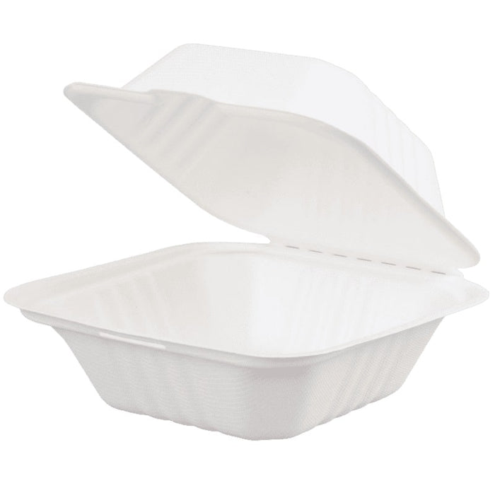 New-Wave - 6" Sugarcane & Bamboo Bagasse Sandwich Container - 500/Case - Bulk Mart