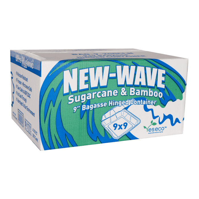 New-Wave - 9" x 9" Sugarcane & Bamboo Bagasse Container - 200/Case - Bulk Mart