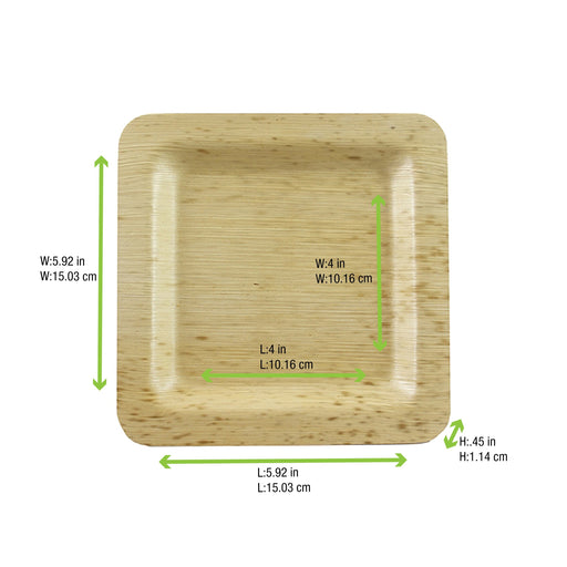 Pack N Wood - Square Bamboo Leaf Double Layer Plate - 10 / Pack - Bulk Mart