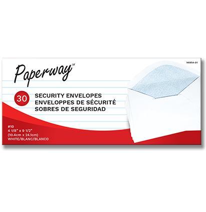 Paperway - Security Envelopes Glued 4.13"x 9.5" - 30/Pack - Bulk Mart