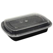 TY-24 Black Clear Top Rectangle Polypropylene To Go Combo Container 24  Ounce, 150/Case