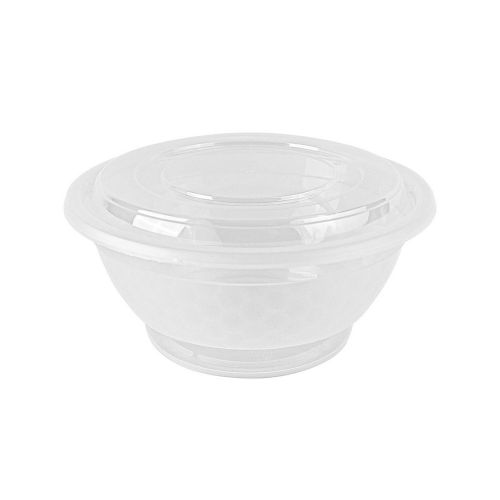 PCM - 38 Oz Microwaveable White Bowl + Clear Lid Combo - 150/Case - Bulk Mart