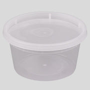 PCM - S-12 - 12 Oz Clear Microwavable Deli Container + Lid - 240 Sets - Bulk Mart
