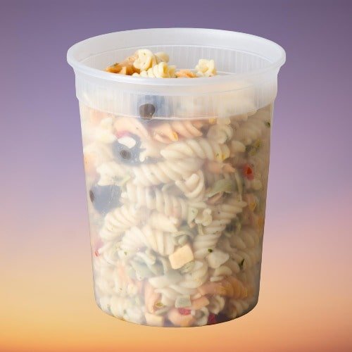 PCM - S-32 - 32 Oz Clear Microwavable Deli Container With Lid - 24 Sets - Bulk Mart