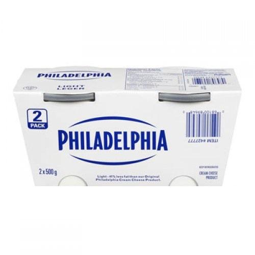 Light Cream Cheese 2x500g Philadelphia Low Calorie Cream Cheese — Bulk Mart