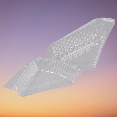 Polar Pak - 5" Shallow Hinged Clear Plastic Pie/Cake Slice Container - 100/Pack - Bulk Mart