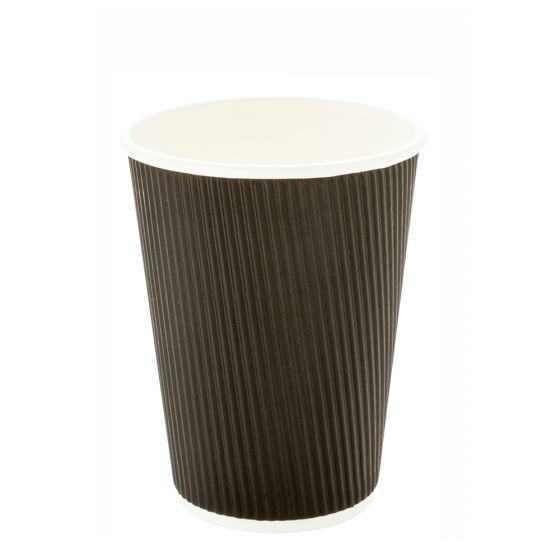 Ripple Wall Hot Paper Cup Black 12 Oz Count 25 For Hot Beveages — Bulk Mart