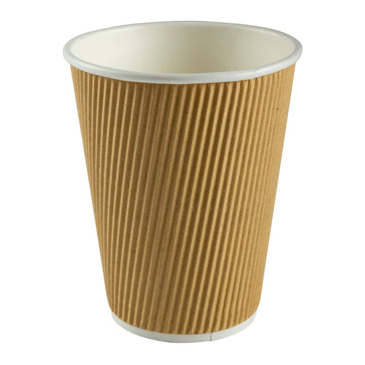 Pronto - 16 Oz Kraft Ripple Hot Paper Cup Natural Color - 25/Sleeve - Bulk Mart