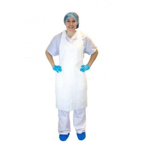 Safety Zone - 28" x 46" Individually Wrapped Poly Aprons White - 100/Pack - Bulk Mart