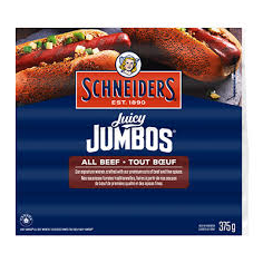 Schneiders - Juicy Jumbo All Beef Wieners - 375g - Bulk Mart