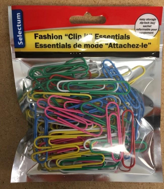 Selectum - 50mm Paper Clips Assorted Color In Zip Bag - 80/Pack - Bulk Mart
