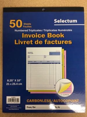 Number Less Receipt Books Invoice Book 50 Numbered Triplicates Carbonless 8.25x10 Inch — Bulk Mart