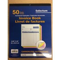 Selectum - Invoice Book 50 Numbered Triplicates Carbonless 8.25" x 10"-Each - Bulk Mart