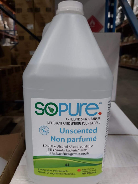 SoPure - Unscented 80% Ethyl Alcohol Antiseptic Skin Cleanser - 4 L - Bulk Mart
