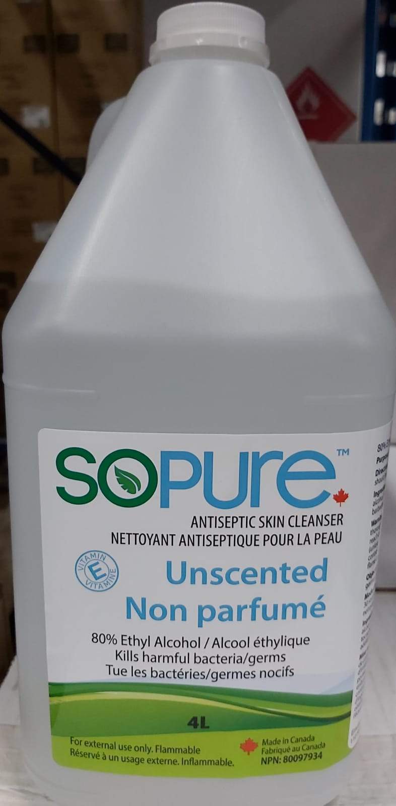 SoPure - Unscented 80% Ethyl Alcohol Antiseptic Skin Cleanser - 4 L - Bulk Mart