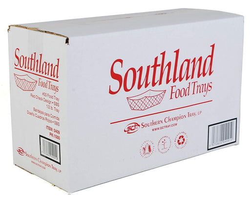Southland - 3 Lbs Red CheckFood Trays #300 - 250 / Pack - Bulk Mart