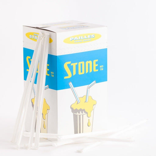 Stone - 10" Super Jumbo Straw White Wrapped - 300 / Pack - Bulk Mart
