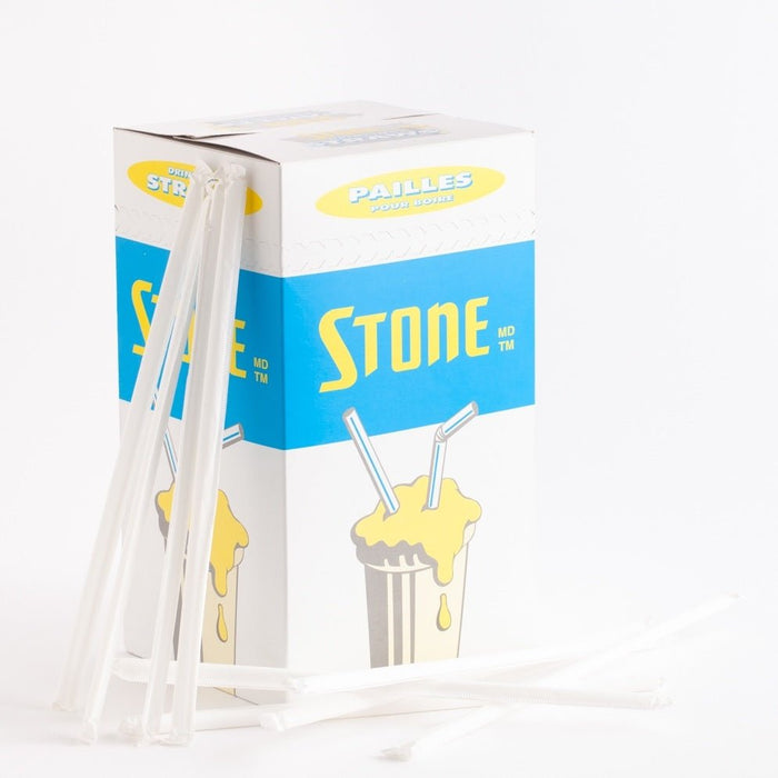 Stone - 10" Super Jumbo Straw White Wrapped - 6 x 300 / Case - Bulk Mart