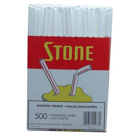 Stone - 8 Milkshake Straw White Wrapped - 500 / Pack