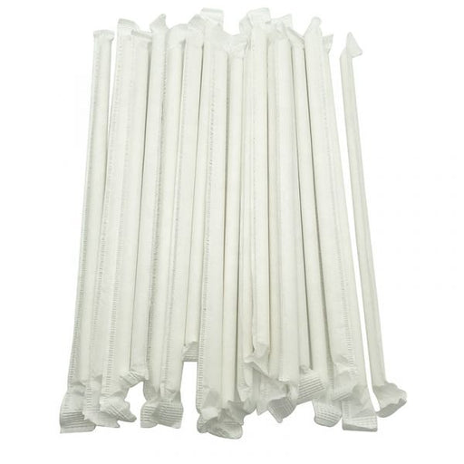 Stone - 8" Paper Straw White Individually Wrapped - 4 x 300/Case - Bulk Mart