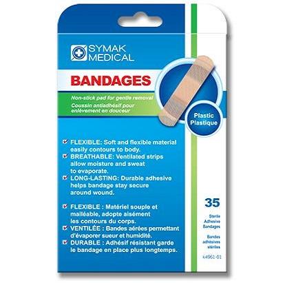 Symak - Clear Plastic Bandages Standard Size - 35/Pack - Bulk Mart