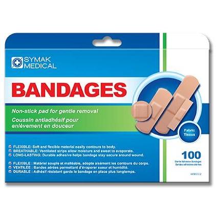 Symak - Fabric Bandages Assorted Size - 100 Pack - Bulk Mart