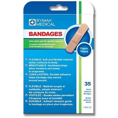 Symak - Fabric Bandages Standard Size - 35 Pack - Bulk Mart