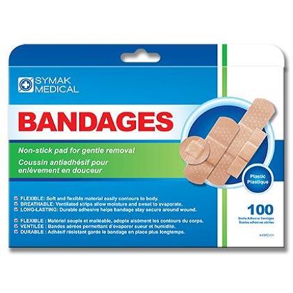 Symak - Plastic Bandages Assorted Size - 100 Pack - Bulk Mart