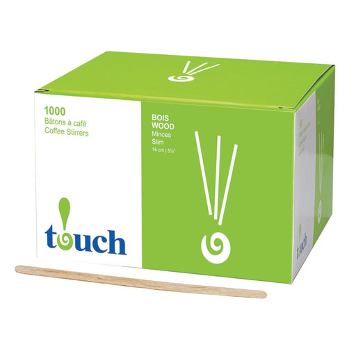 Touch - 80-411N - 5.5" Round Tip Wooden Coffee Stir Sticks - 10 x 1000 pcs / Case - Bulk Mart