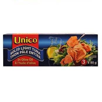 Unico - Solid Light Tuna In Olive Oil - 3 x 80 g/Pack - Bulk Mart
