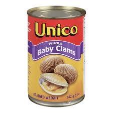 Unico - Whole Baby Clams - 24 x 142 g/Case - Bulk Mart