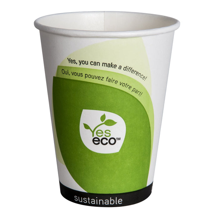 Yeseco - 12 Oz Compostable Hot Paper Cups Printed PLA Lined - 20 x 50/Case - Bulk Mart