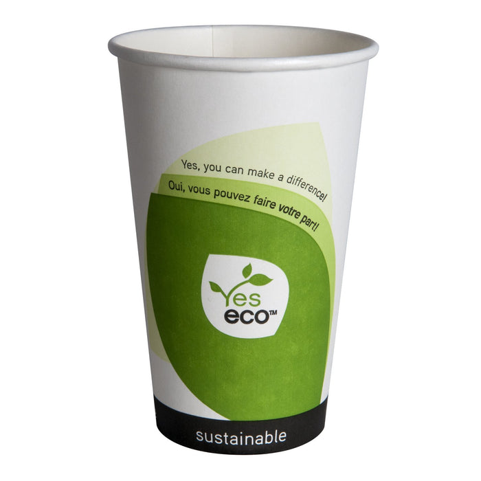 Yeseco - 16 Oz Compostable Hot Paper Cups Printed PLA Lined - 50/Sleeve - Bulk Mart
