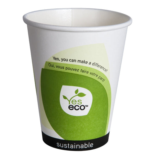 Yeseco - 8 Oz Compostable Hot Paper Cups Printed PLA Lined - 20 x 50/Case - Bulk Mart